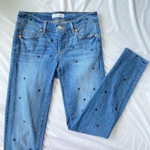 EUC Sz 24 LOFT Modern Skinny Black Polka Dot Jeans